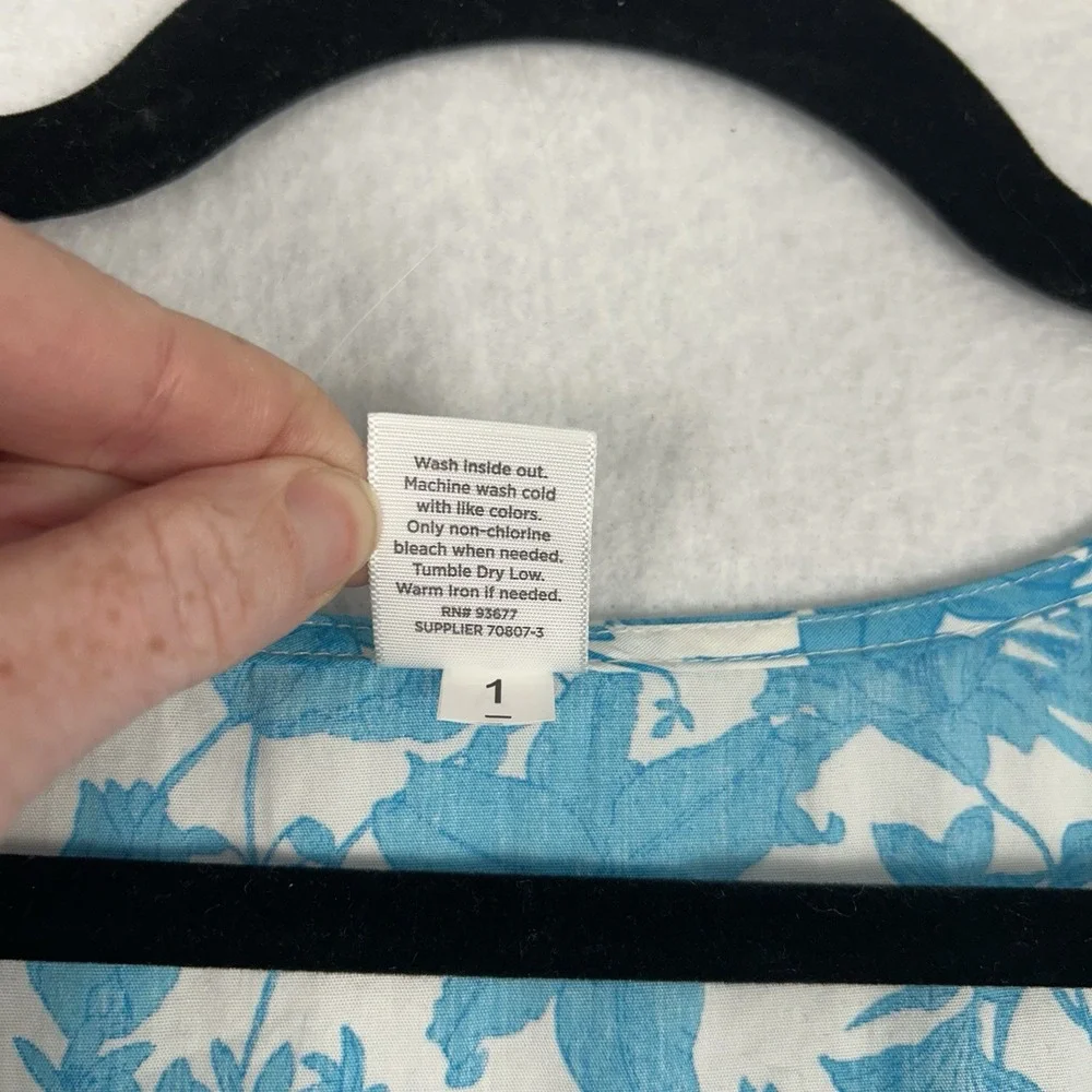 Peyton & Parker Aruba Floral Dress Layered Blue Puff Sleeve Maxi Sun Dress Sz L - Picture 10 of 10